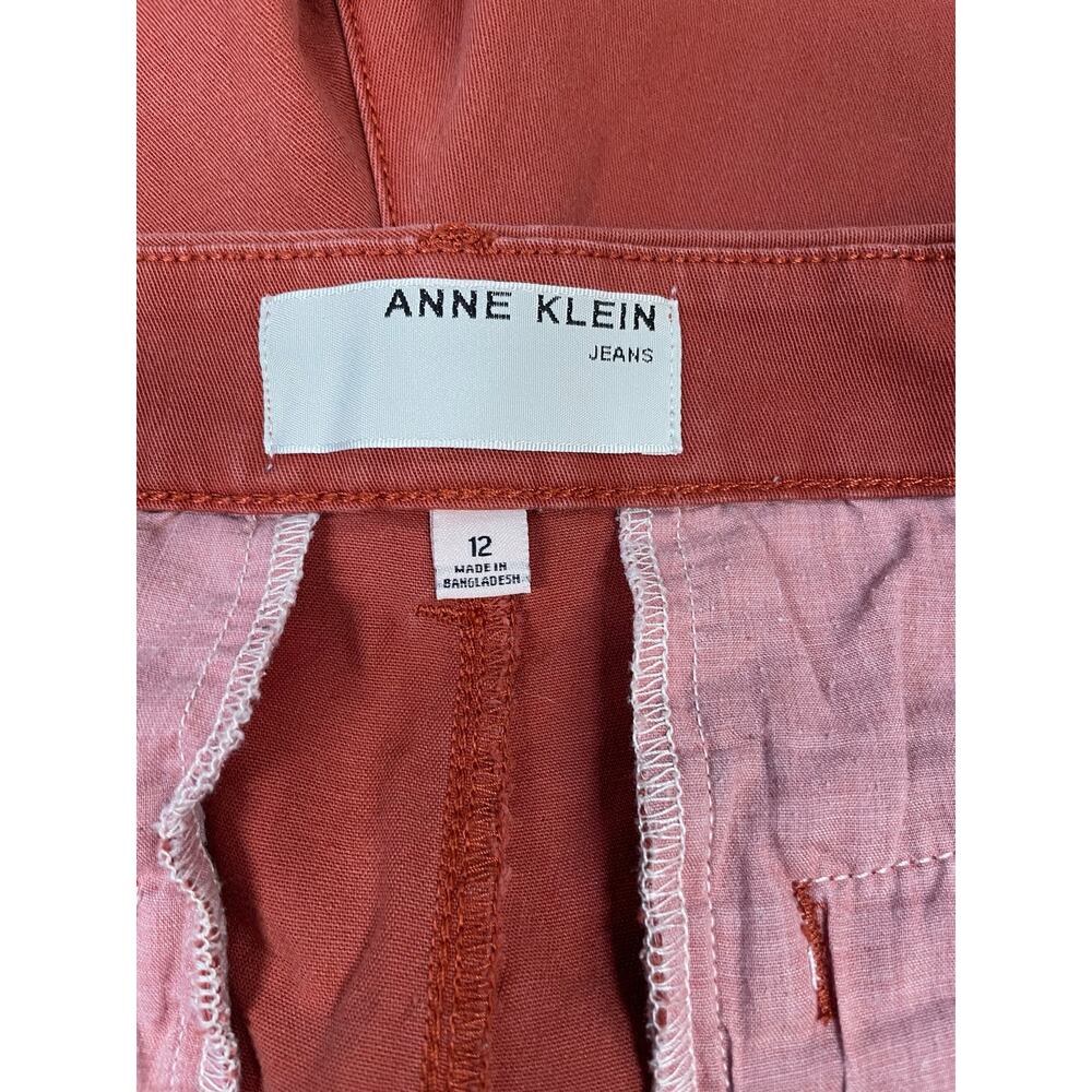 Anne Klein Womens 12 Salmon Stretch Chino Shorts Mid Rise Casual Summer - Picture 2 of 10
